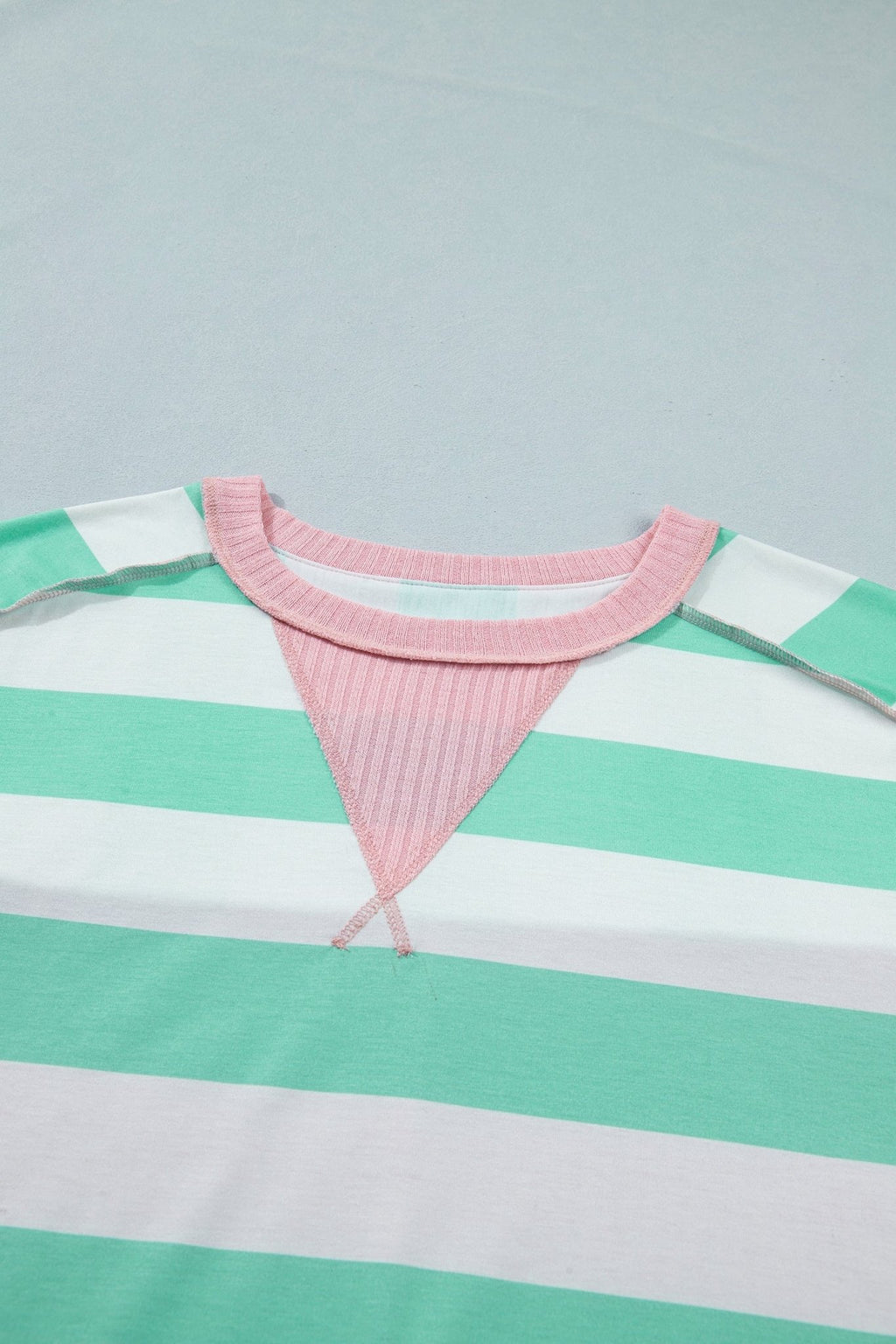 Stripe Exposed Seam Ribbed Patchwork Oversized Tee - Rooted & Reckless Co.