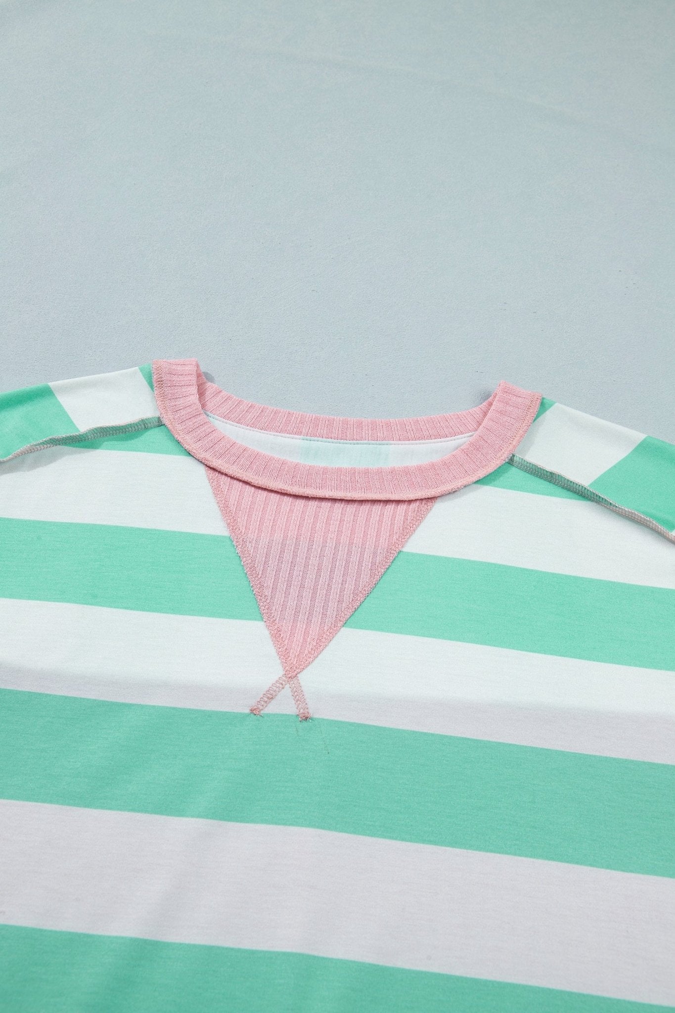Stripe Exposed Seam Ribbed Patchwork Oversized Tee - Rooted & Reckless Co.