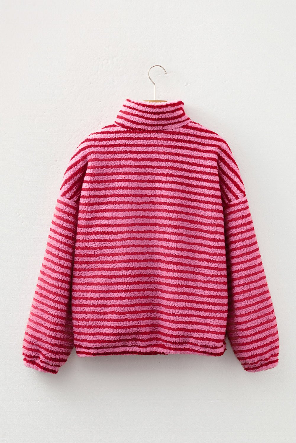 Stripe Fleece Quarter Zip Oversize Sweatshirt - Rooted & Reckless Co.