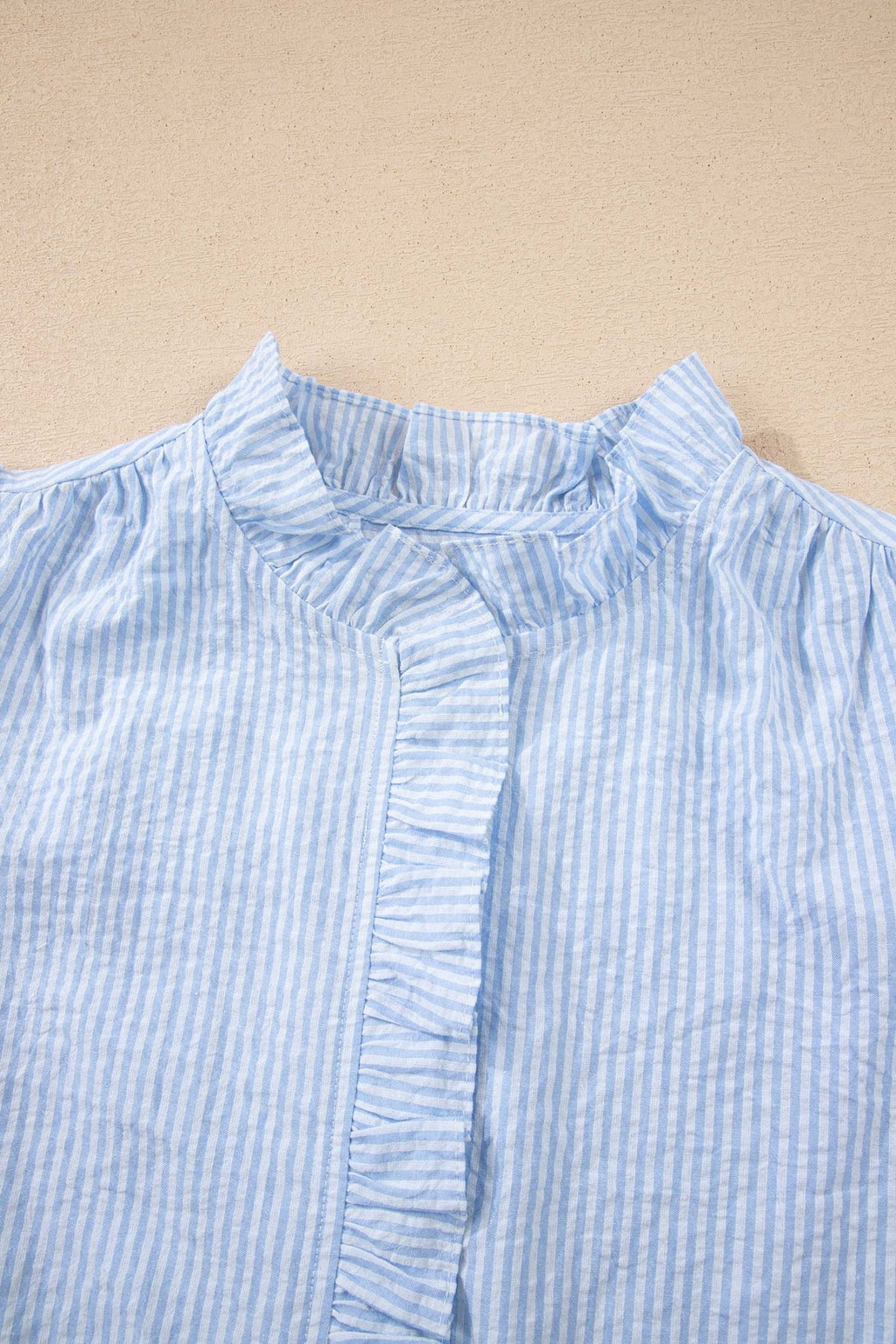 Stripe Floral Embroidered Puff Sleeve Ruffle Trim Shirt - Rooted & Reckless Co.