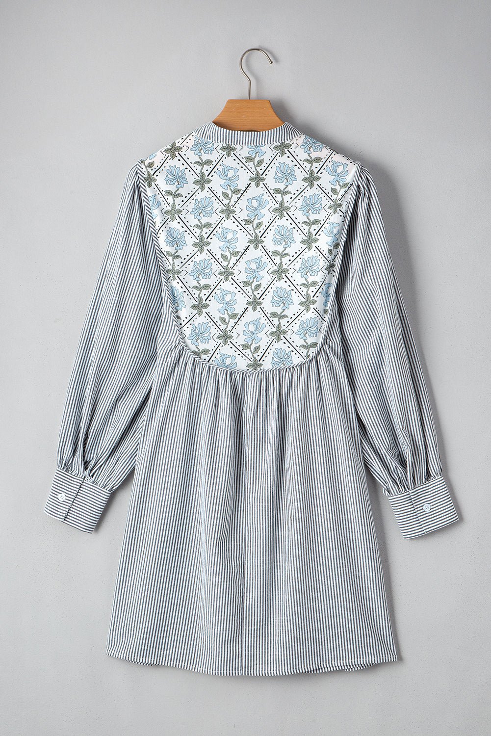 Stripe Floral Patchwork Tied V-Neck Mini Dress - Rooted & Reckless Co.