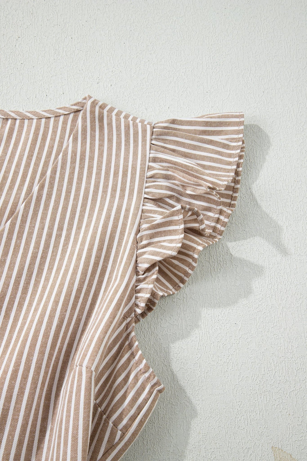 Stripe Flutter Sleeve Buttoned V-Neck Maxi Dress - Rooted & Reckless Co.