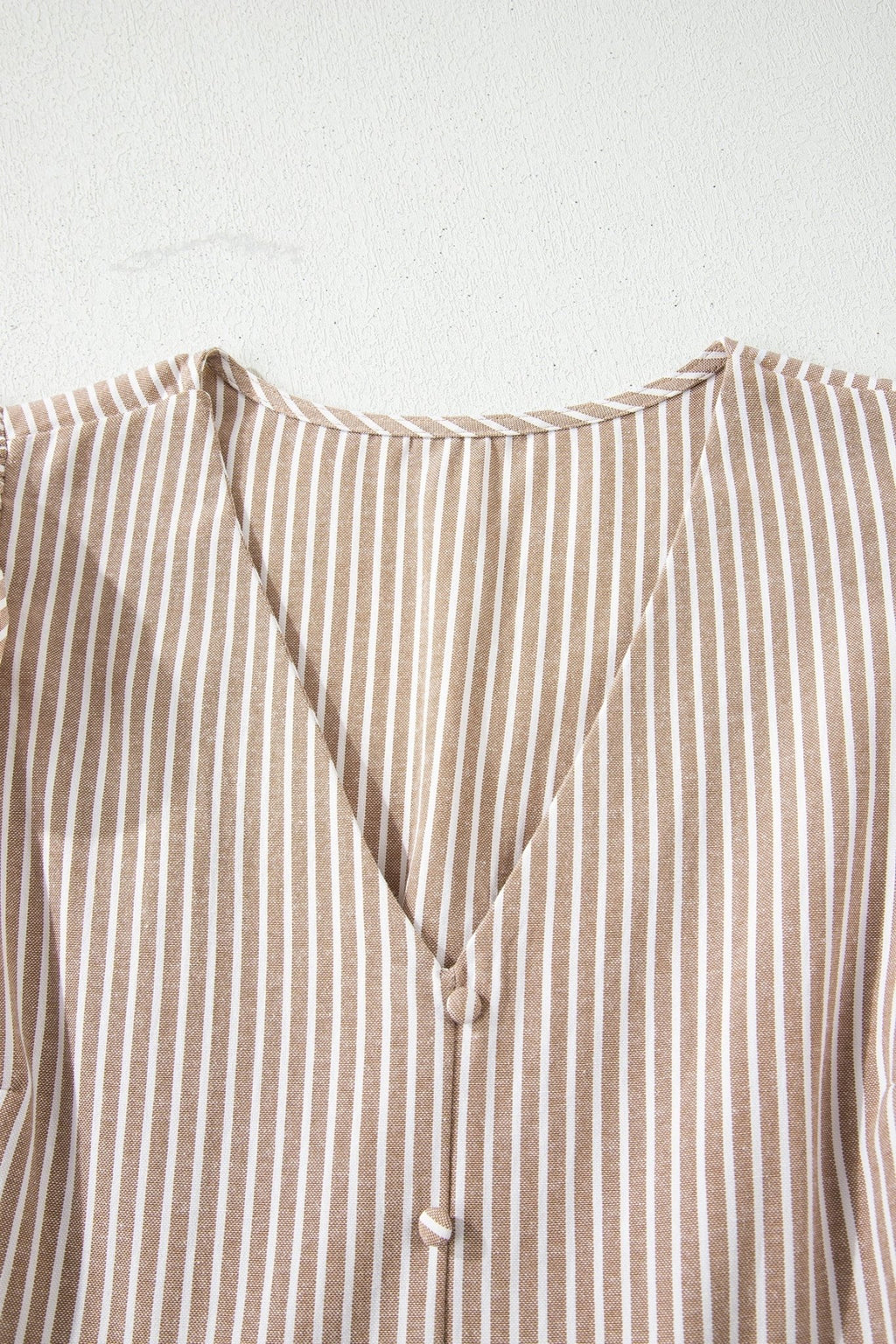Stripe Flutter Sleeve Buttoned V-Neck Maxi Dress - Rooted & Reckless Co.