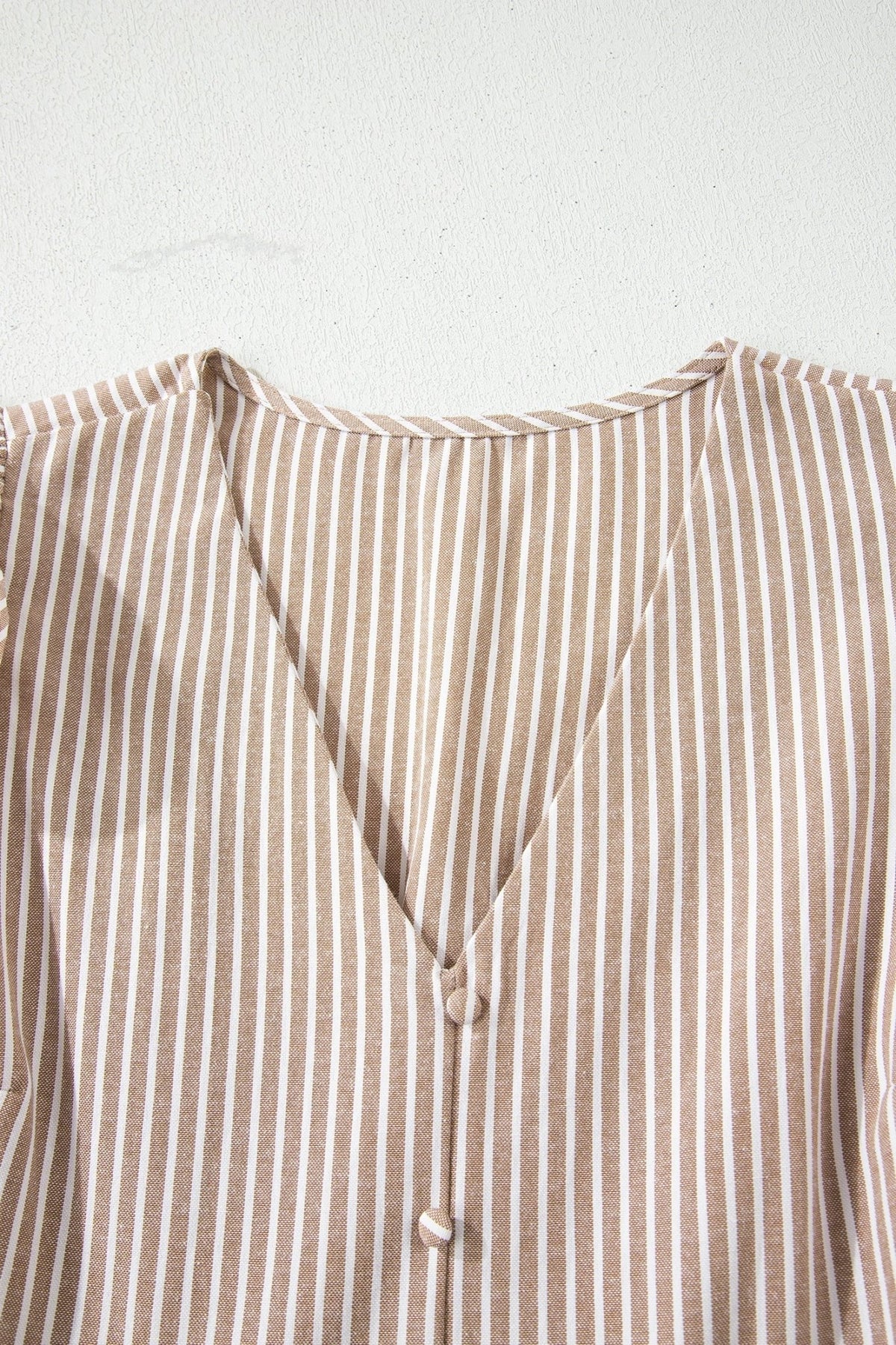 Stripe Flutter Sleeve Buttoned V-Neck Maxi Dress - Rooted & Reckless Co.