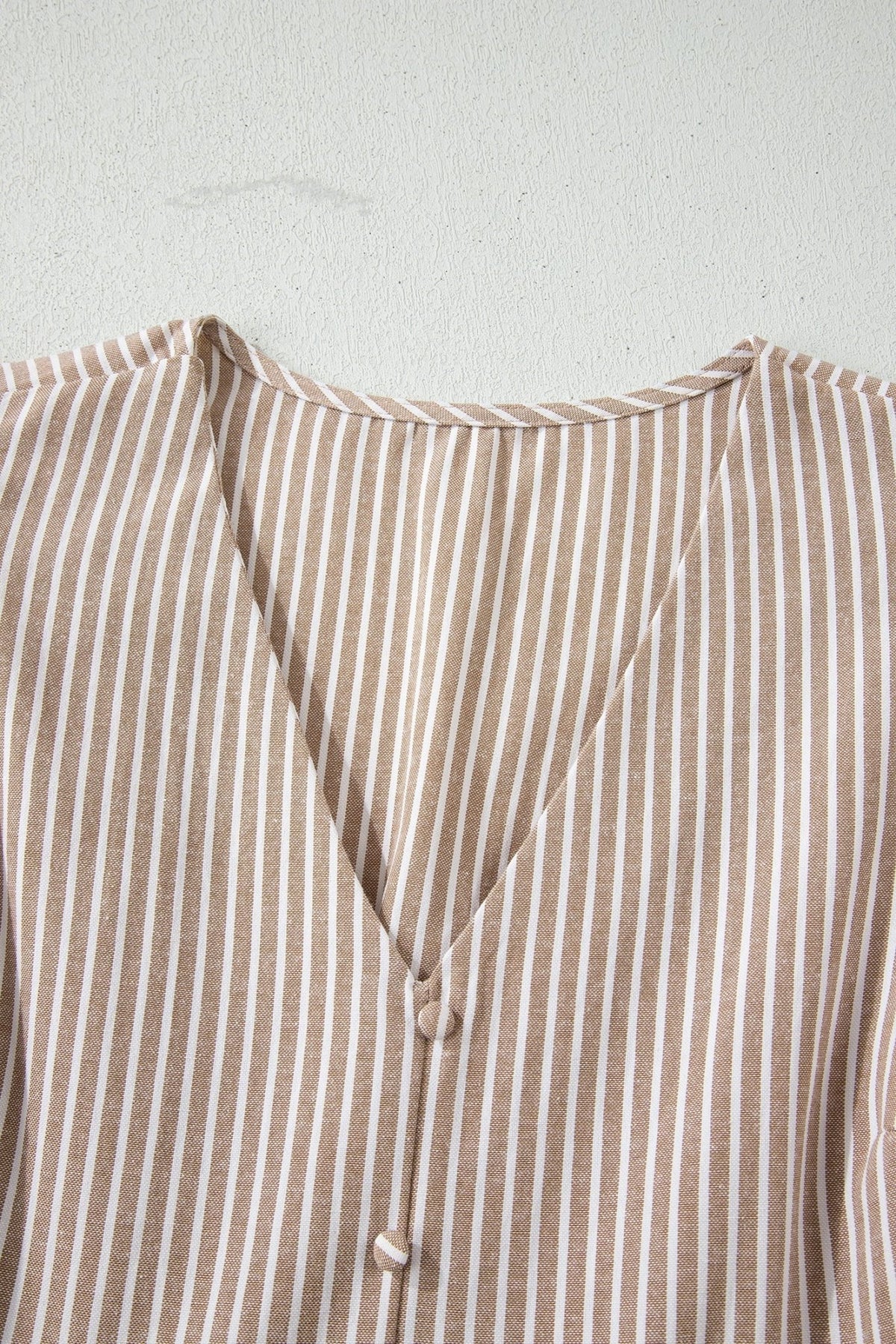Stripe Flutter Sleeve Buttoned V-Neck Maxi Dress - Rooted & Reckless Co.