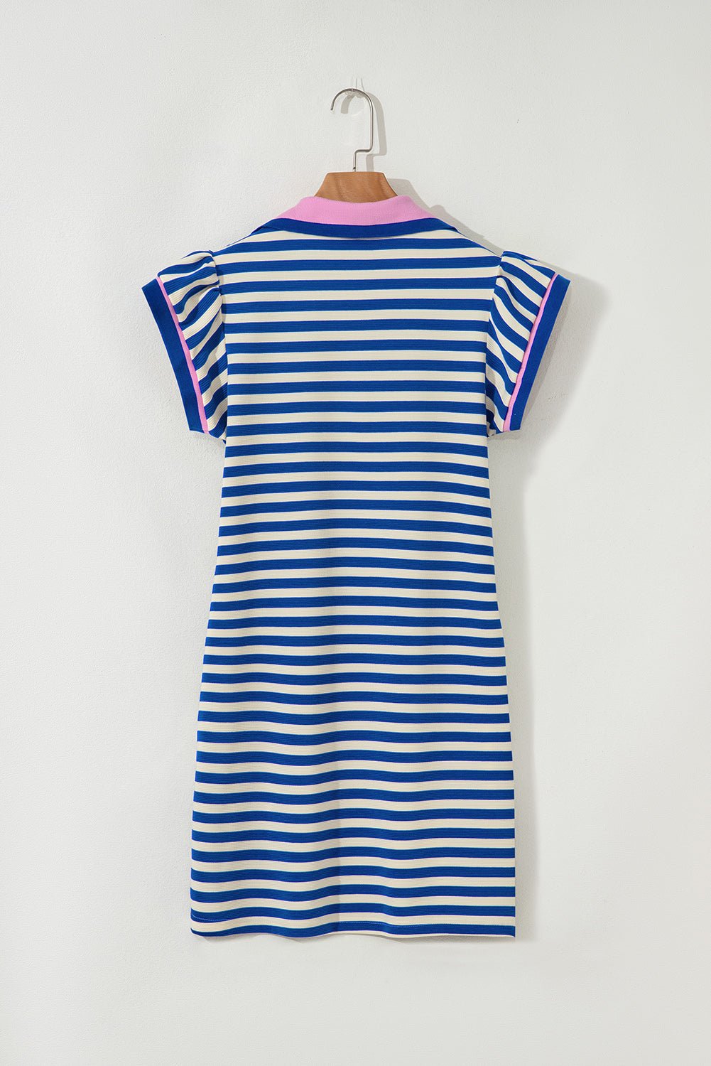 Stripe Flutter Sleeve Contrast Collar Mini Dress - Rooted & Reckless Co.