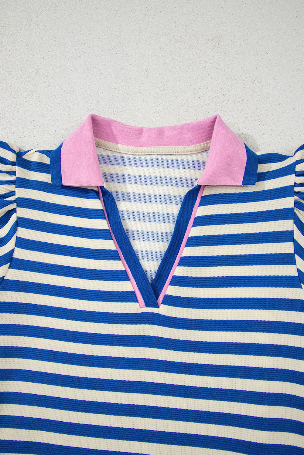 Stripe Flutter Sleeve Contrast Collar Mini Dress - Rooted & Reckless Co.