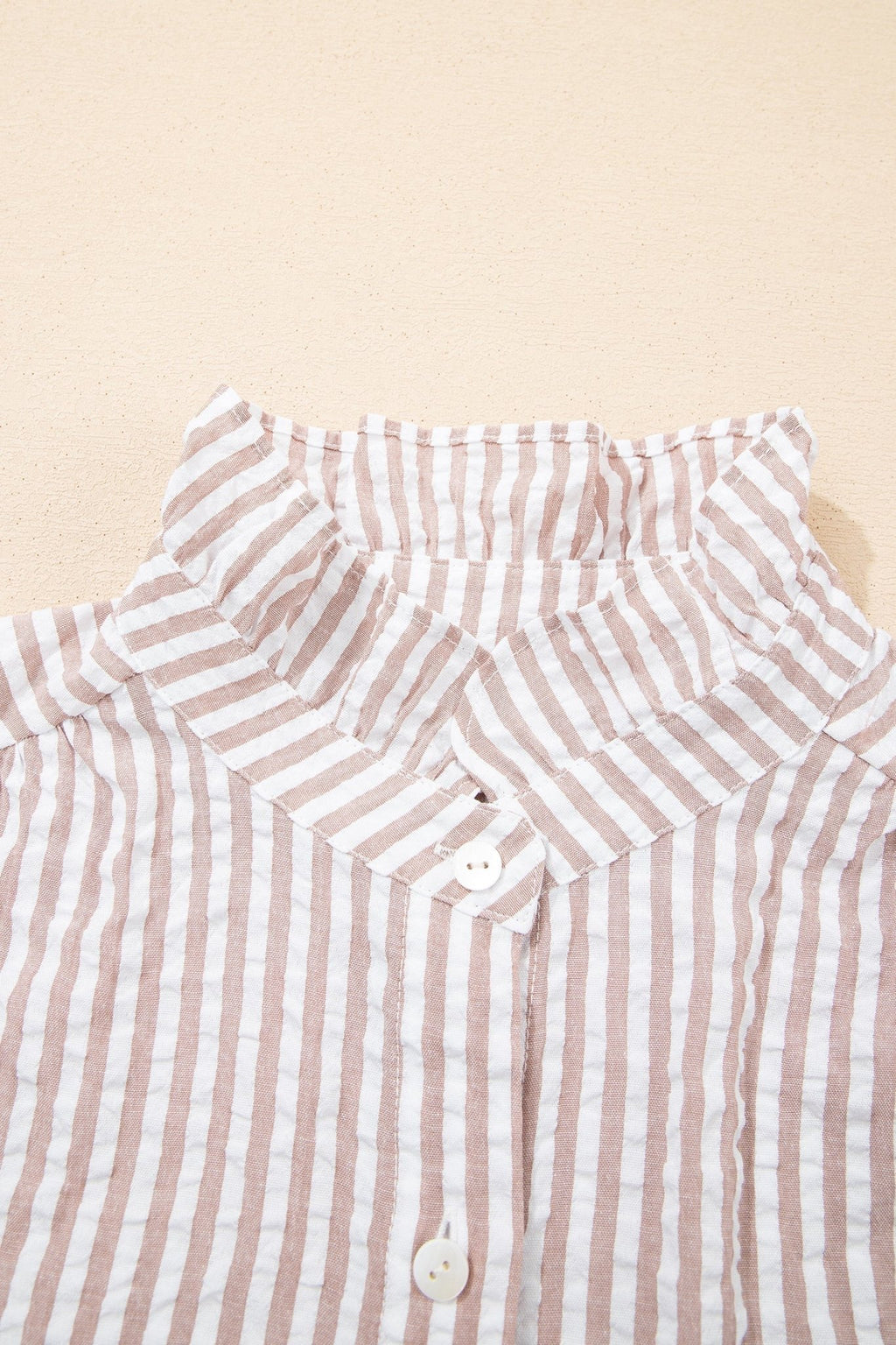 Stripe Frilled Collar 3/4 Sleeve Maxi Dress - Rooted & Reckless Co.