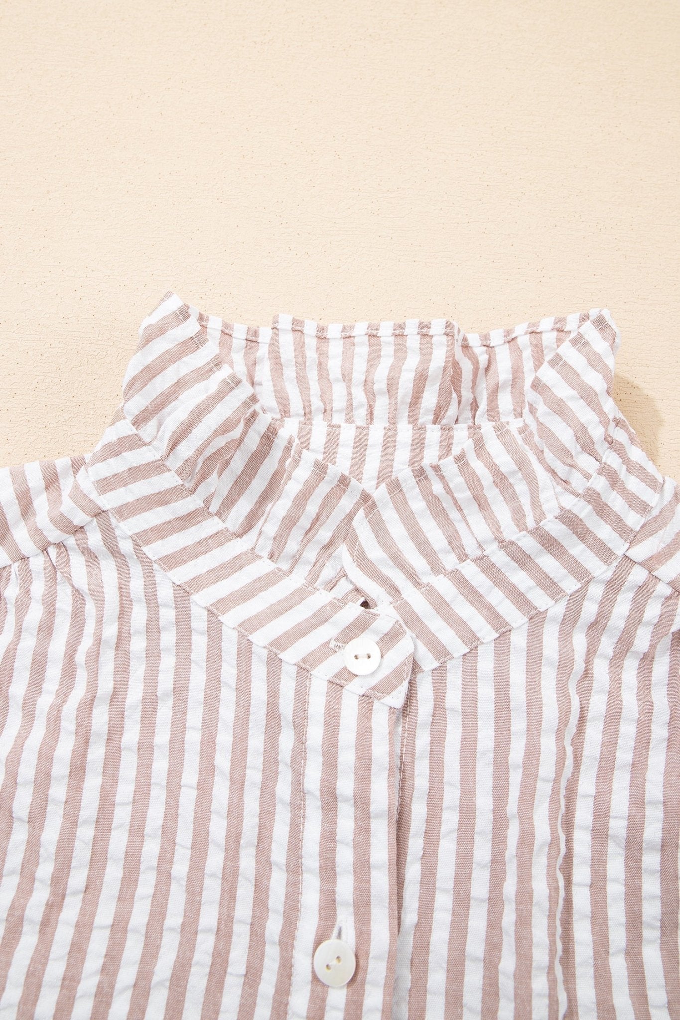 Stripe Frilled Collar 3/4 Sleeve Maxi Dress - Rooted & Reckless Co.