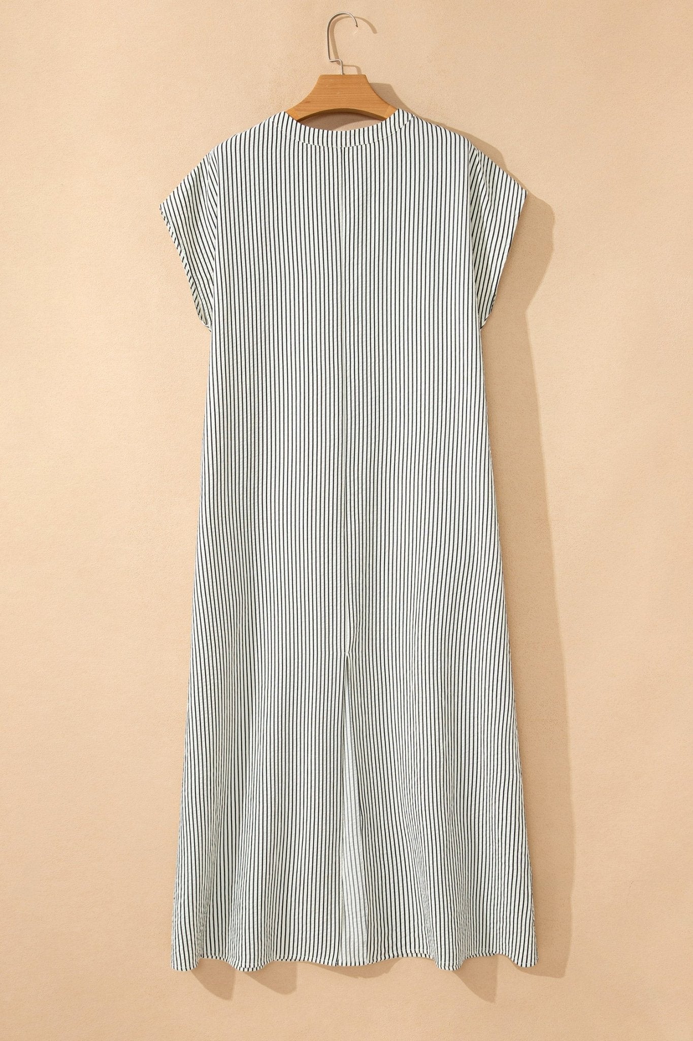Stripe Frilled Half Buttoned Maxi Dress - Rooted & Reckless Co.