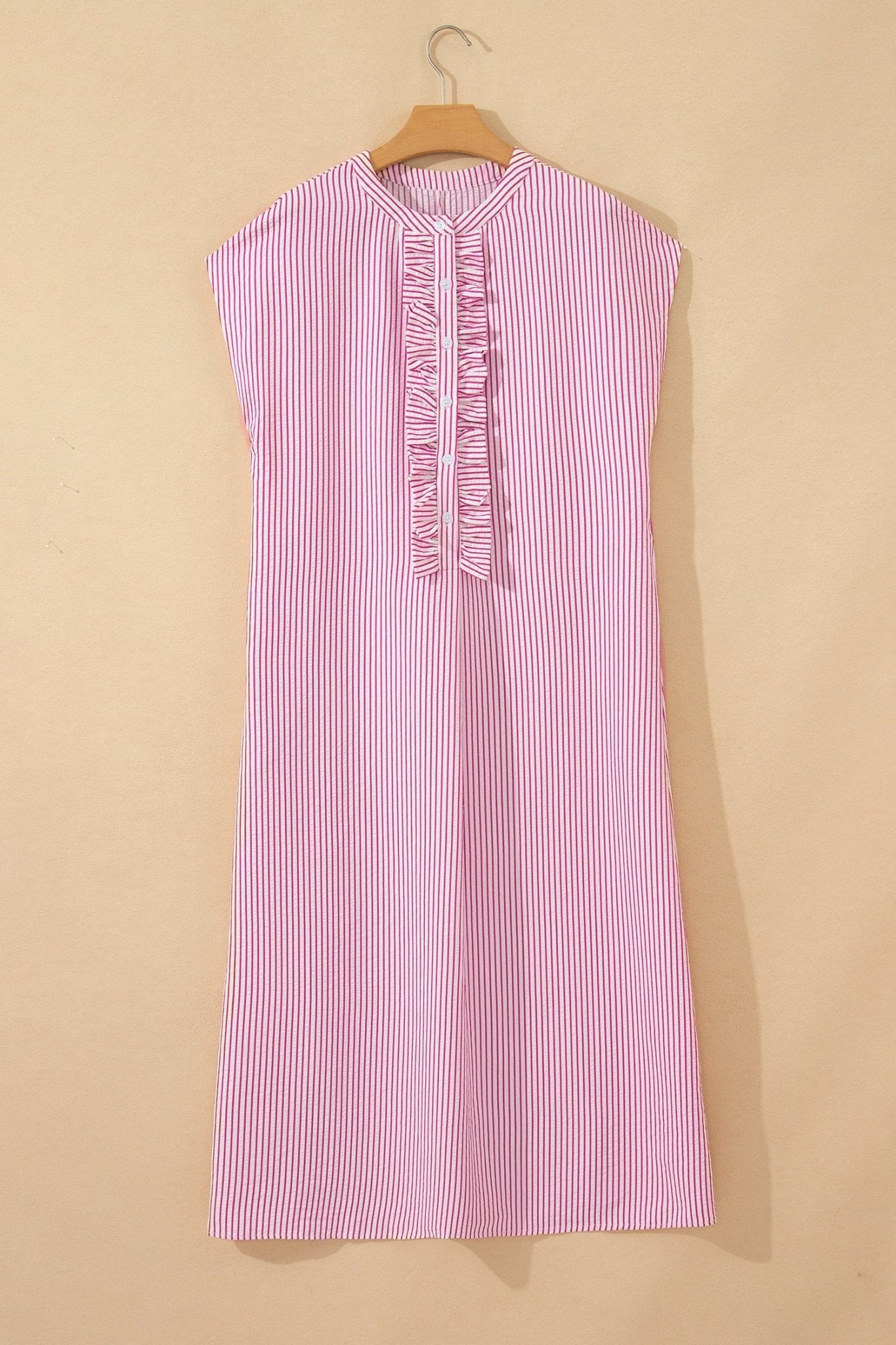 Stripe Frilled Half Buttoned Maxi Dress - Rooted & Reckless Co.