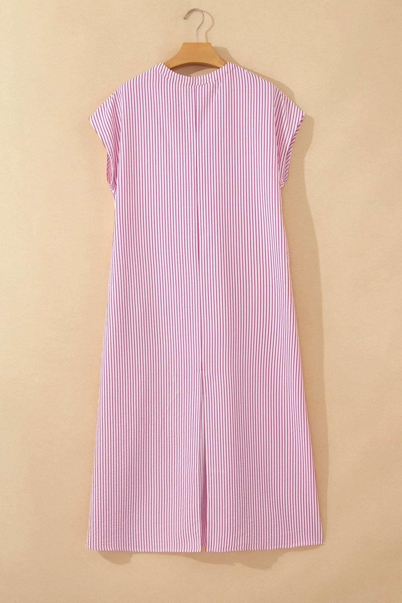 Stripe Frilled Half Buttoned Maxi Dress - Rooted & Reckless Co.