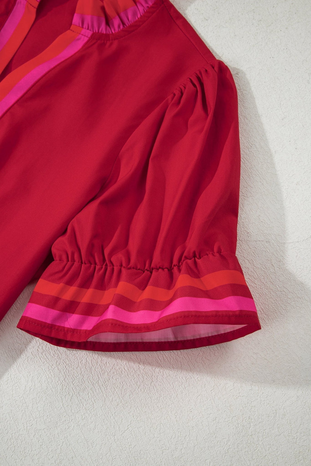 Stripe Frilled V-Neck Ruffle Short Sleeve Blouse - Rooted & Reckless Co.