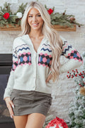 Stripe Geometric Button-Up Sweater Cardigan - Rooted & Reckless Co.