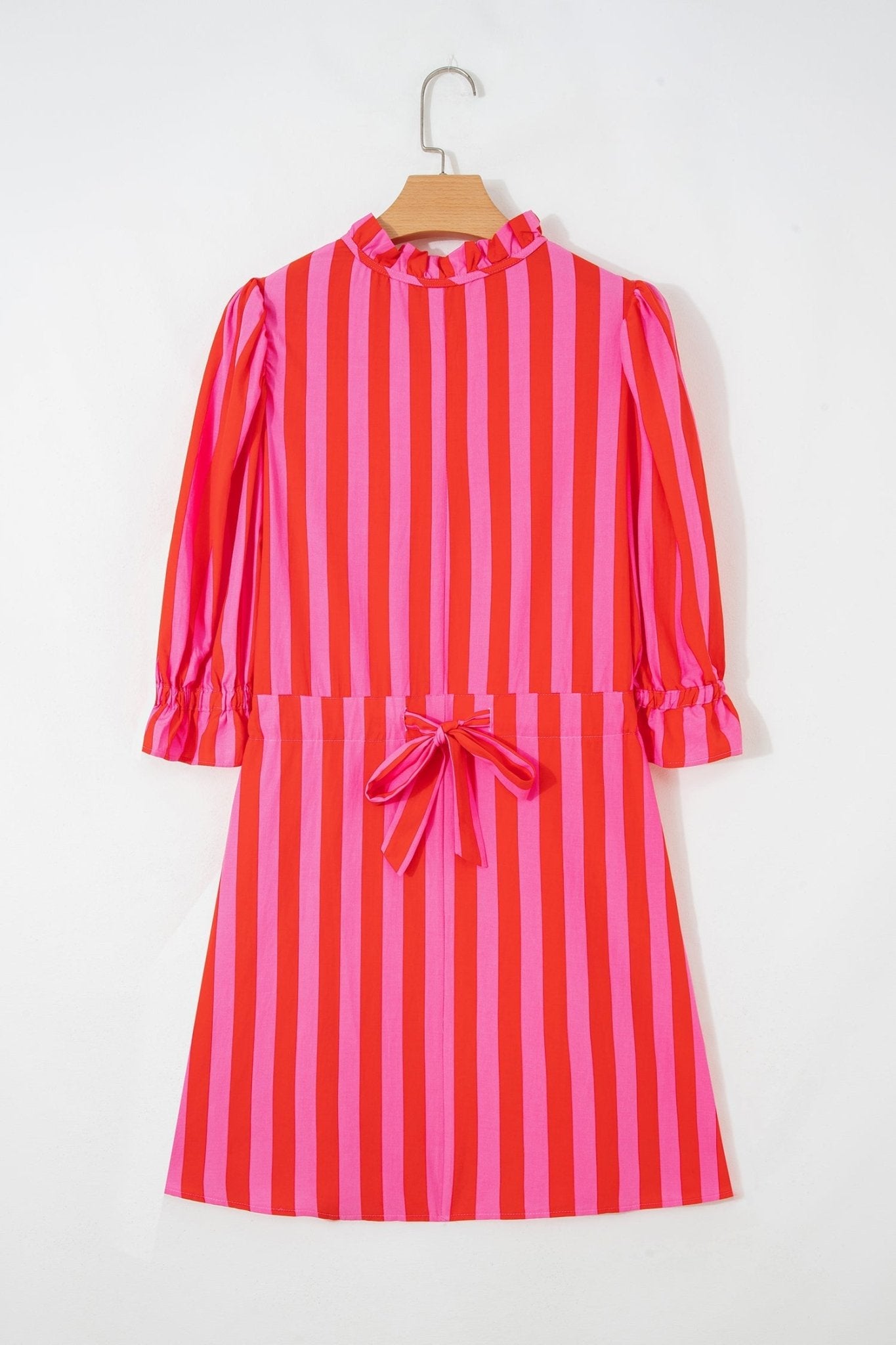Stripe Half-Button Puff Sleeve Mini Dress - Rooted & Reckless Co.