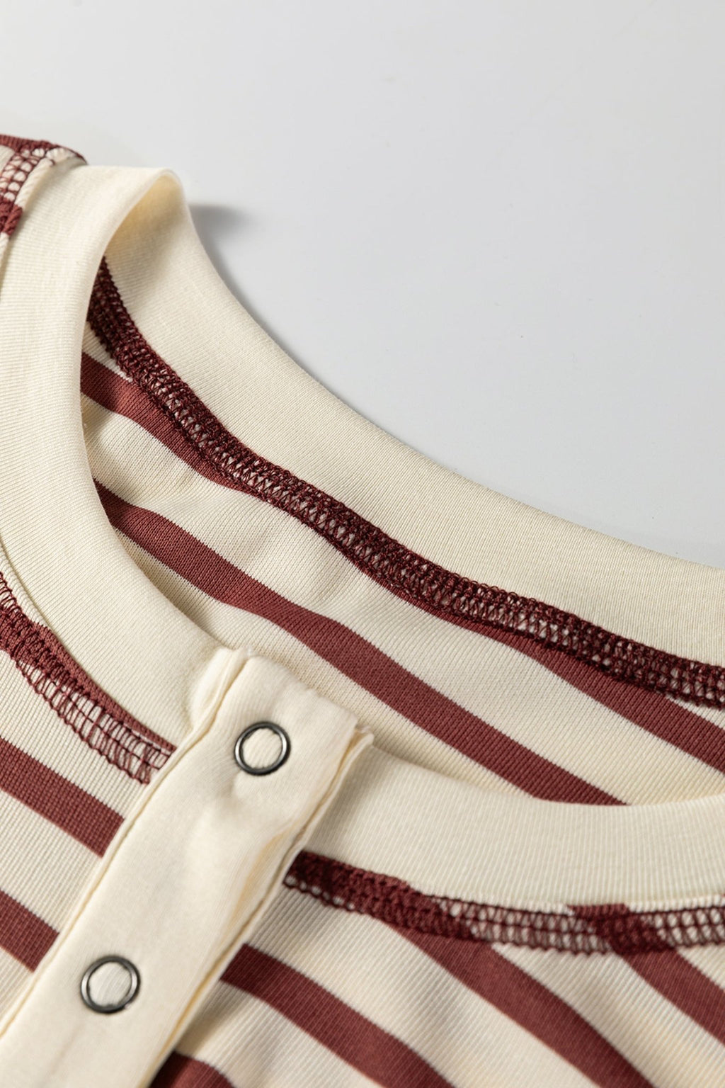 Stripe Half Buttoned Short Sleeve Top - Rooted & Reckless Co.