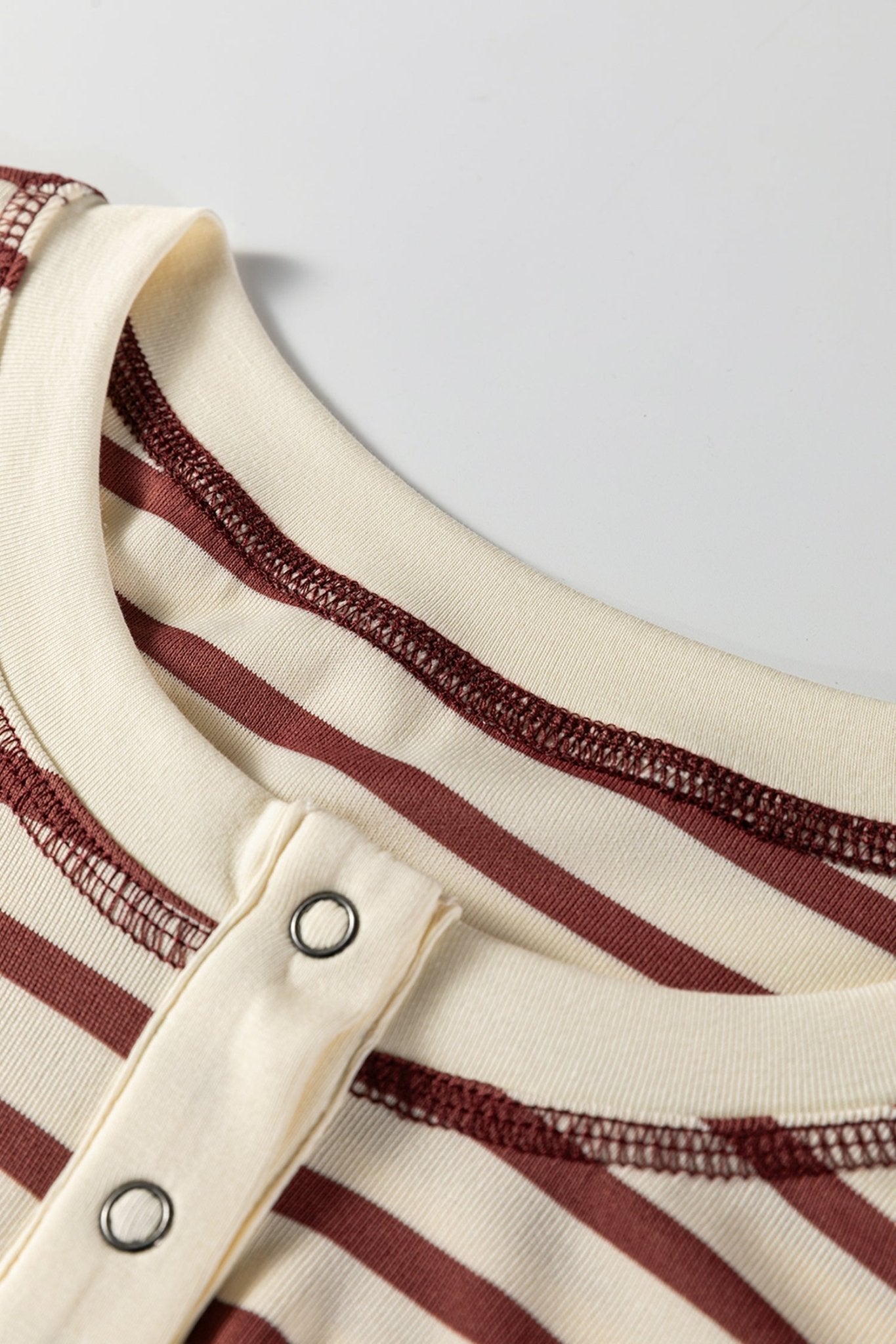 Stripe Half Buttoned Short Sleeve Top - Rooted & Reckless Co.