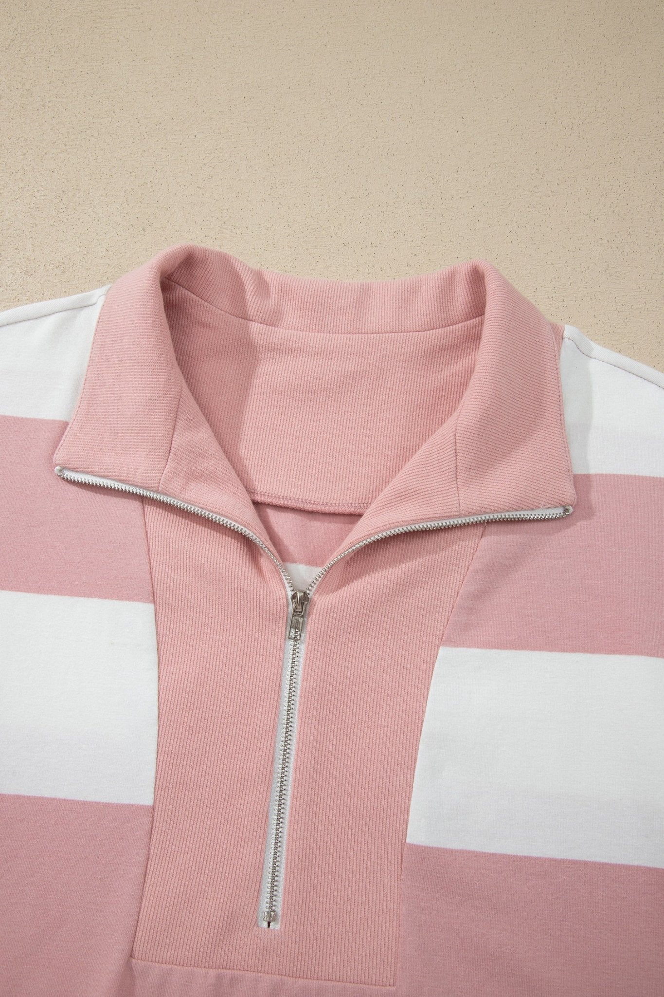 Stripe Half Zip 3/4 Sleeve Top & Shorts Set - Rooted & Reckless Co.