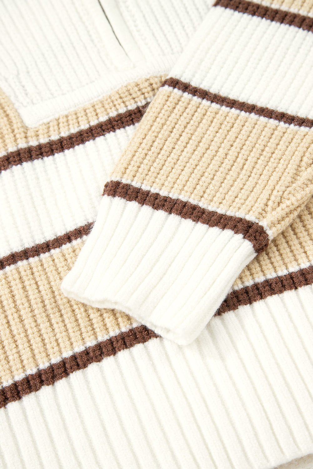 Stripe Half-Zip Drop Shoulder Sweater - Rooted & Reckless Co.
