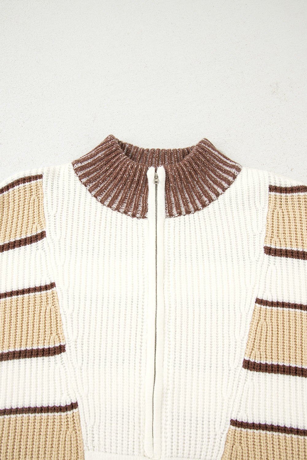 Stripe Half-Zip Drop Shoulder Sweater - Rooted & Reckless Co.