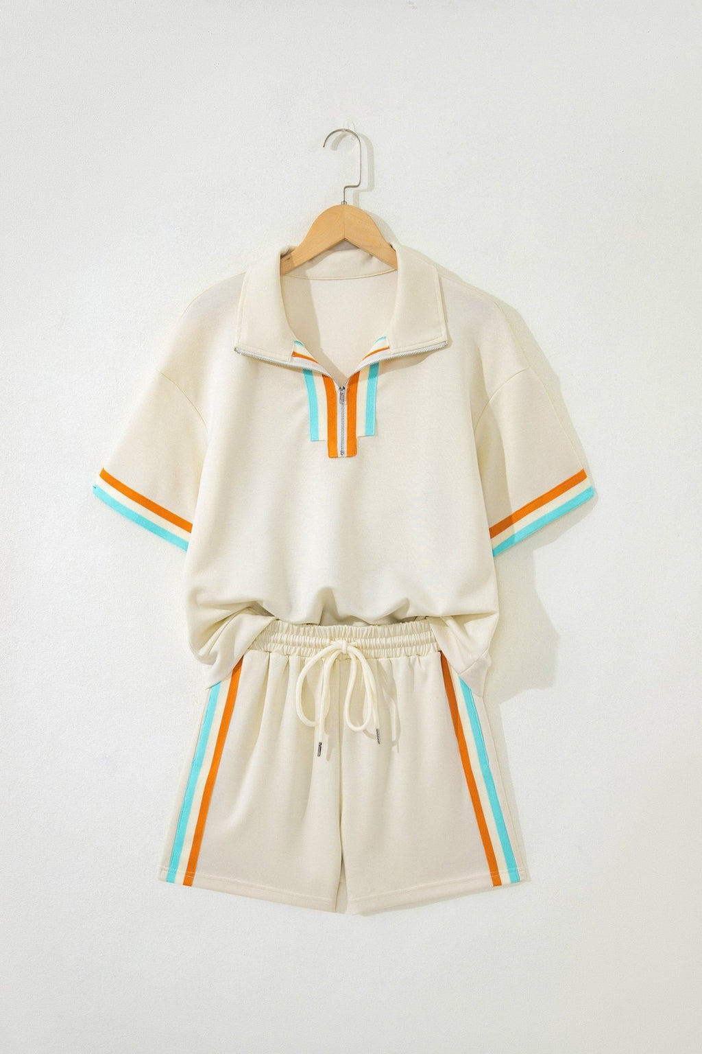 Stripe Half Zip Polo Tee & Shorts Set - Rooted & Reckless Co.