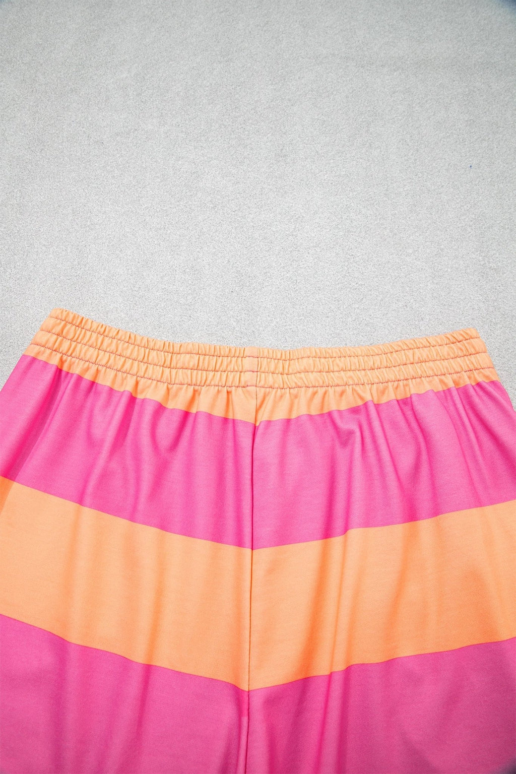 Stripe Half Zip Tee & Elastic Shorts Set - Rooted & Reckless Co.