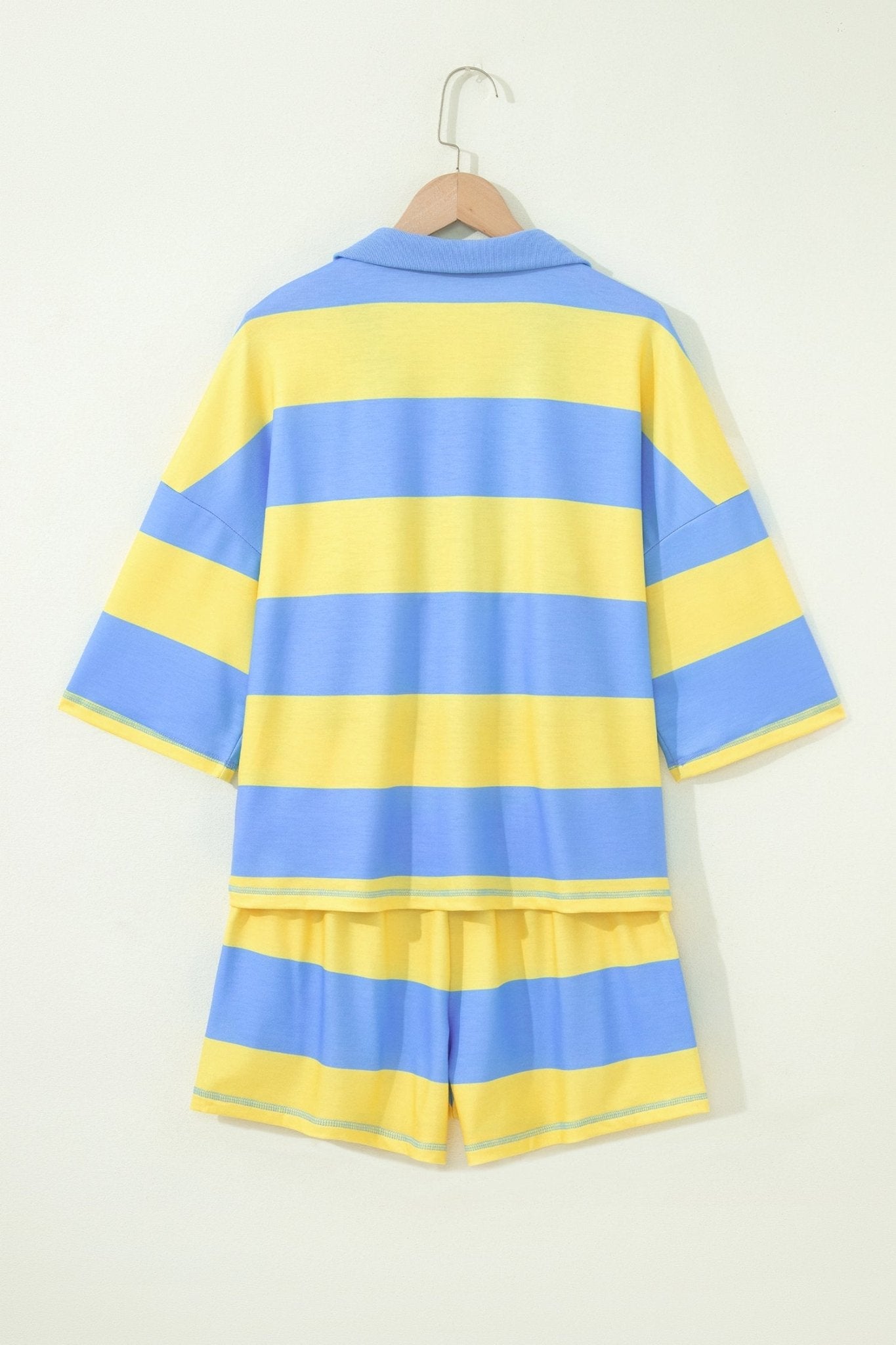 Stripe Half Zip Tee & Elastic Shorts Set - Rooted & Reckless Co.
