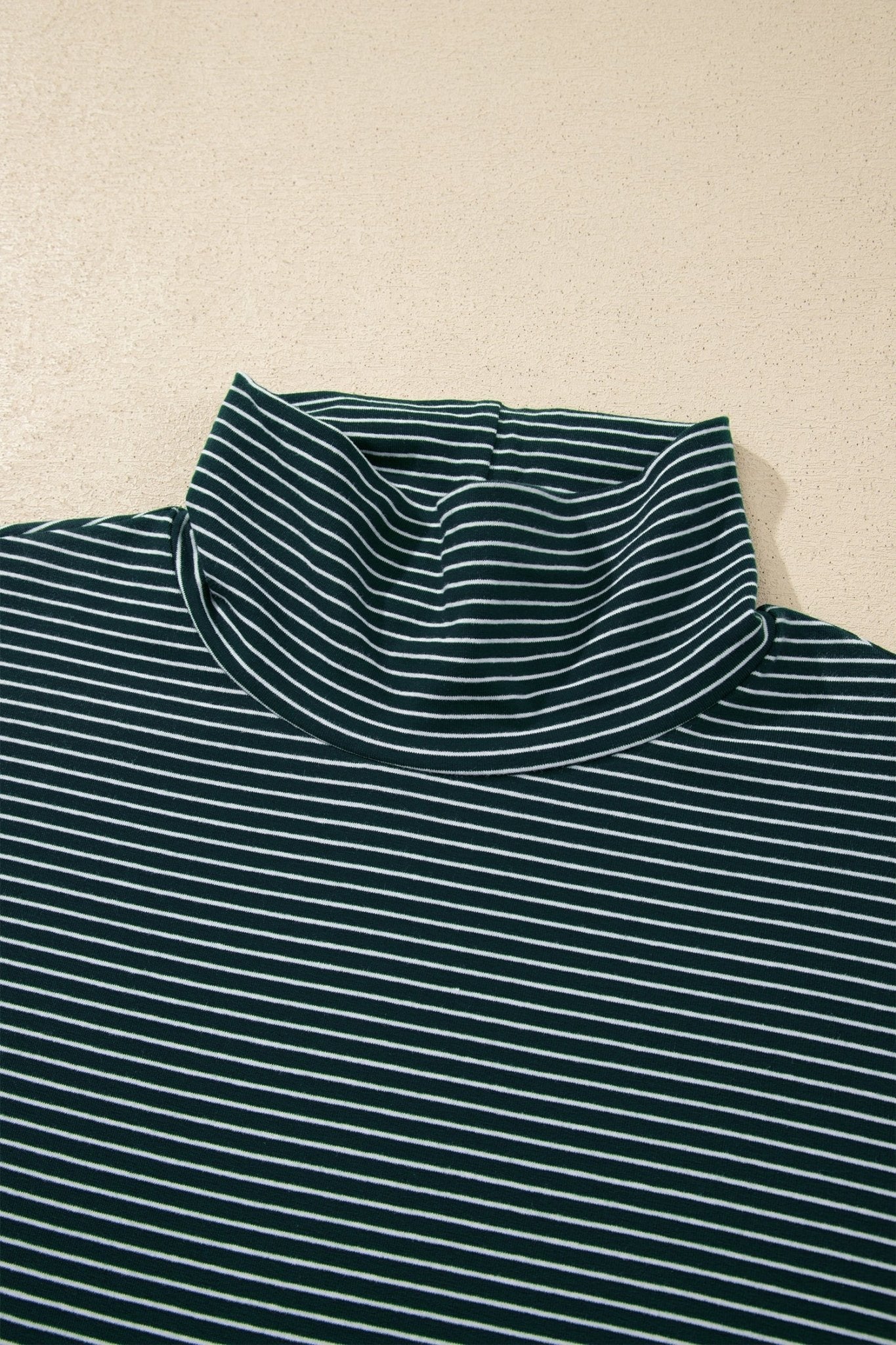 Stripe High Neck Drop Shoulder Long Sleeve Top - Rooted & Reckless Co.