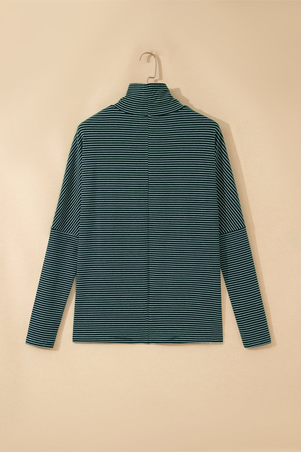 Stripe High Neck Drop Shoulder Long Sleeve Top - Rooted & Reckless Co.
