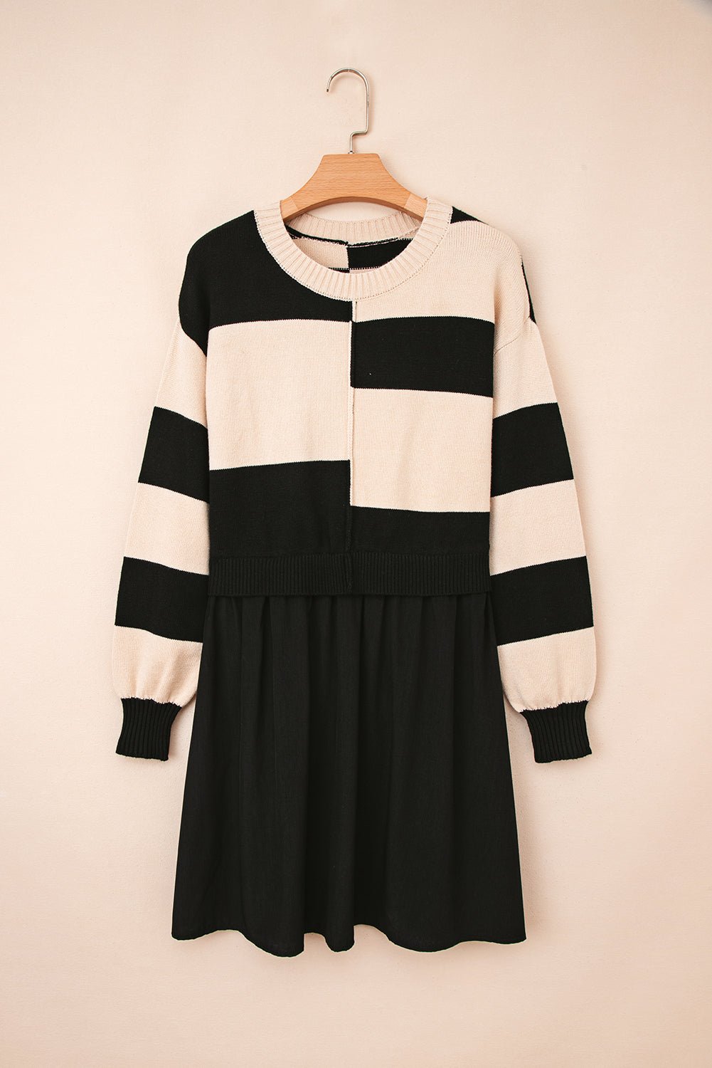 Stripe Knit Colorblock Sweater Mini Dress - Rooted & Reckless Co.