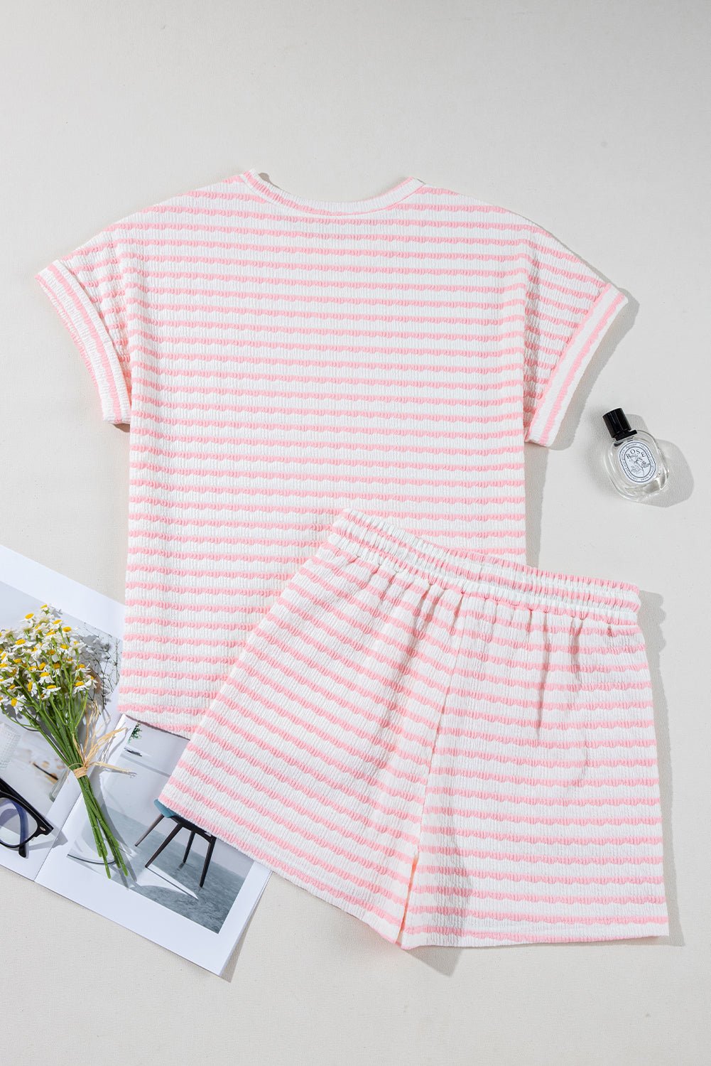 Stripe Knitted Top & Drawstring Shorts Set - Rooted & Reckless Co.