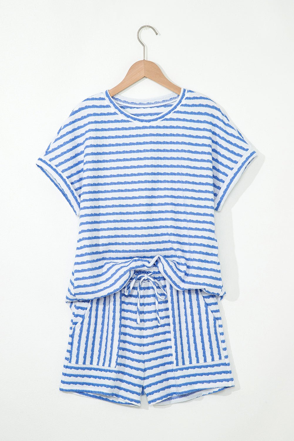 Stripe Knitted Top & Drawstring Shorts Set - Rooted & Reckless Co.