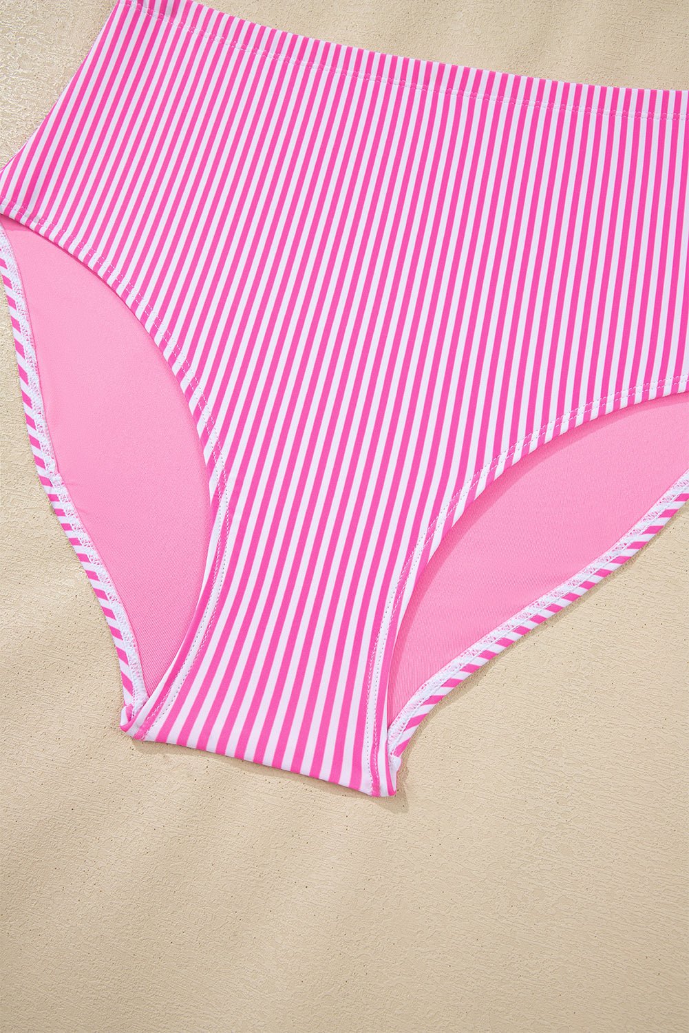 Stripe Knot Strap High Waist Bikini Swimsuit - Rooted & Reckless Co.