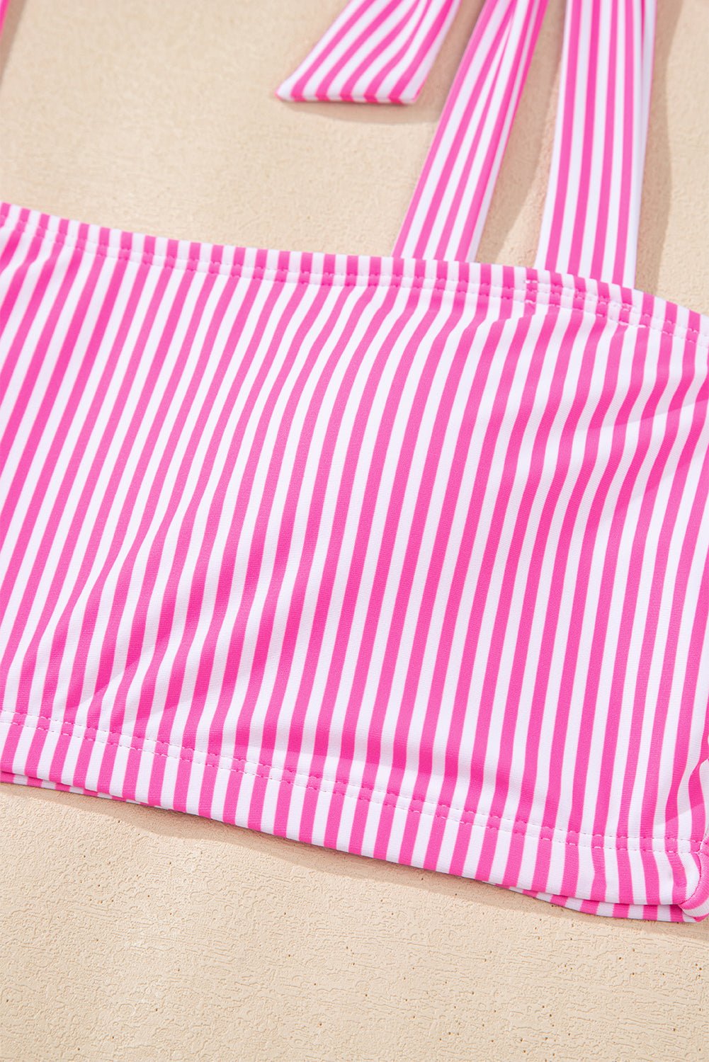Stripe Knot Strap High Waist Bikini Swimsuit - Rooted & Reckless Co.