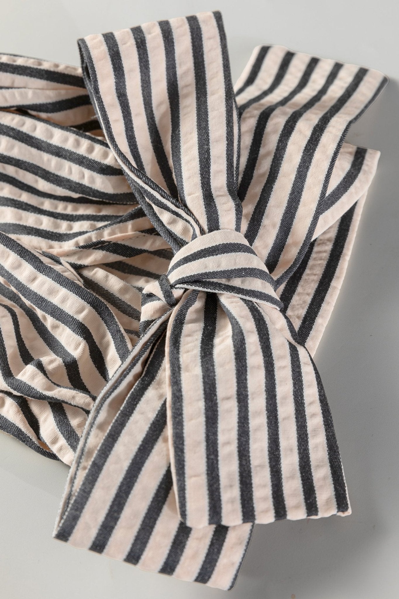 Stripe Knotted Cuff 3/4 Sleeve V-Neck Blouse - Rooted & Reckless Co.