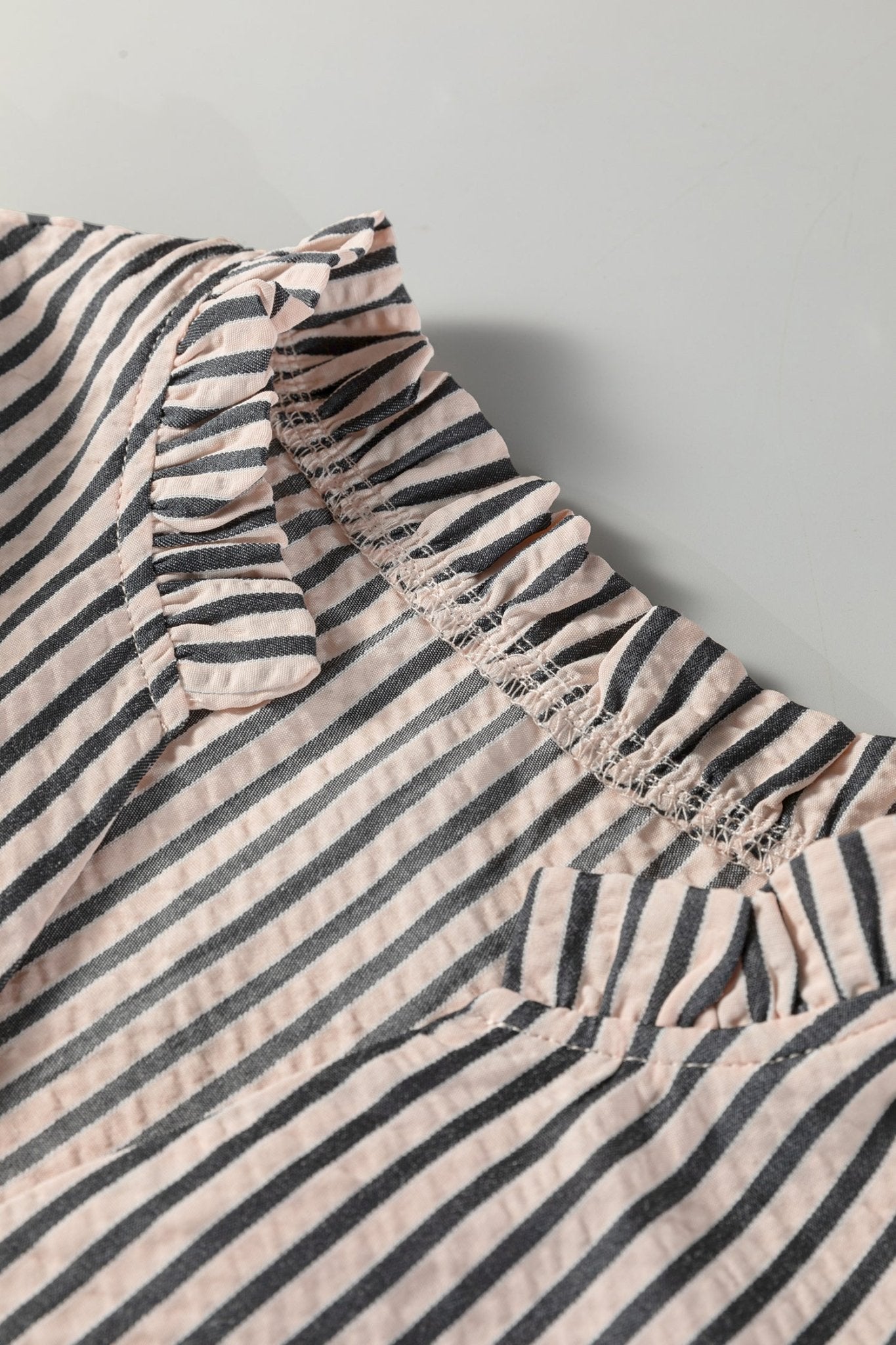 Stripe Knotted Cuff 3/4 Sleeve V-Neck Blouse - Rooted & Reckless Co.