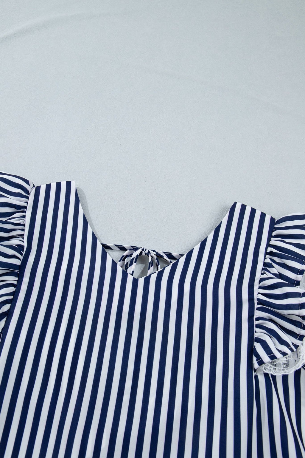 Stripe Lace Ruffle Trim V-Neck Tank Top - Rooted & Reckless Co.