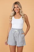 Stripe Lace-Up Elastic Waist Pocketed Shorts - Rooted & Reckless Co.