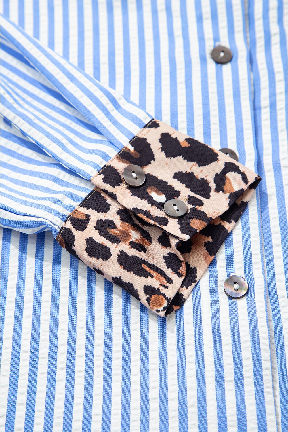 Stripe Leopard Patchwork Button-Up Shirt - Rooted & Reckless Co.