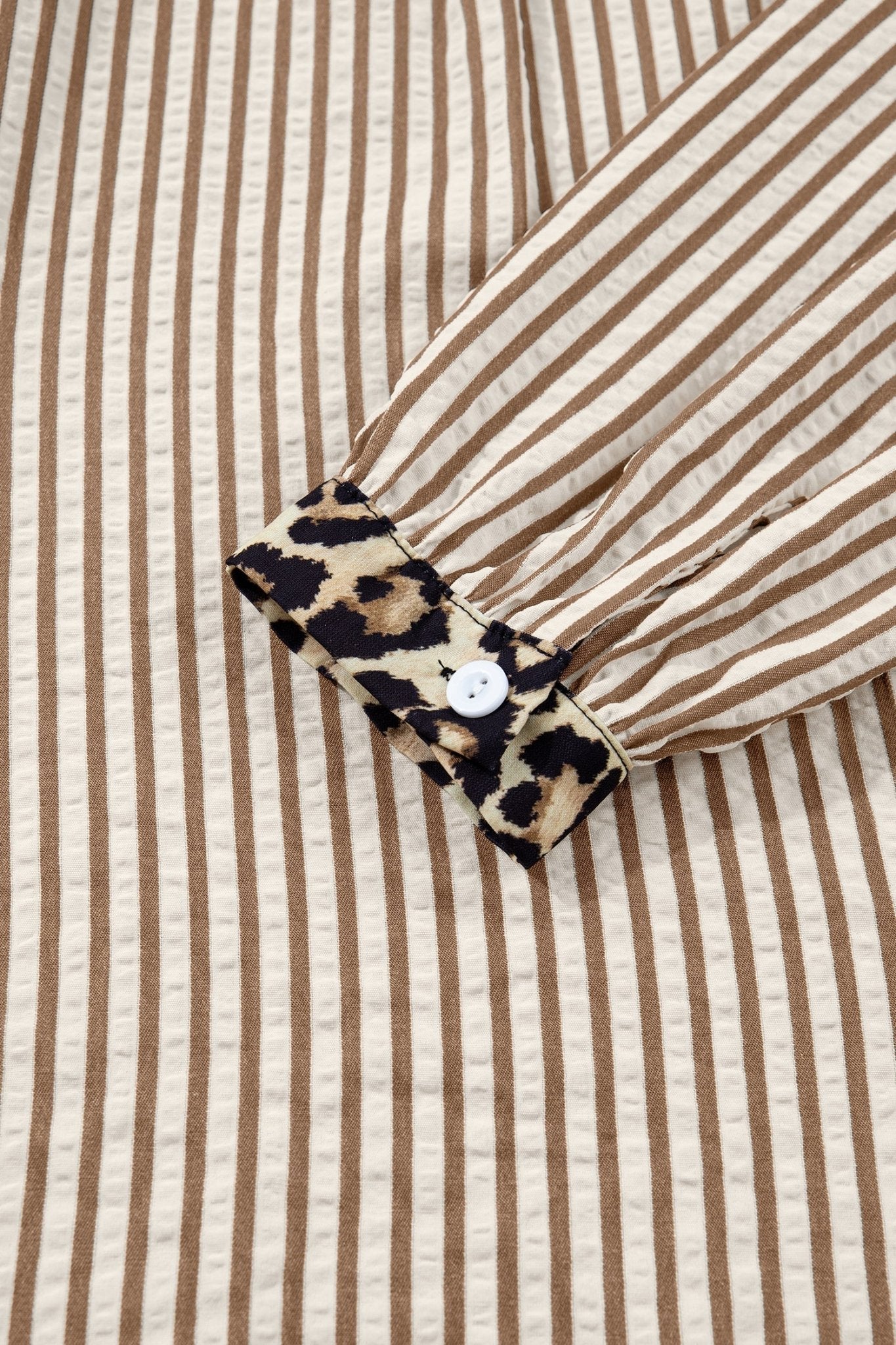 Stripe Leopard Patchwork Long Sleeve Shirt - Rooted & Reckless Co.
