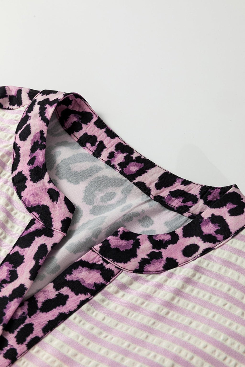 Stripe Leopard Patchwork Long Sleeve Shirt - Rooted & Reckless Co.