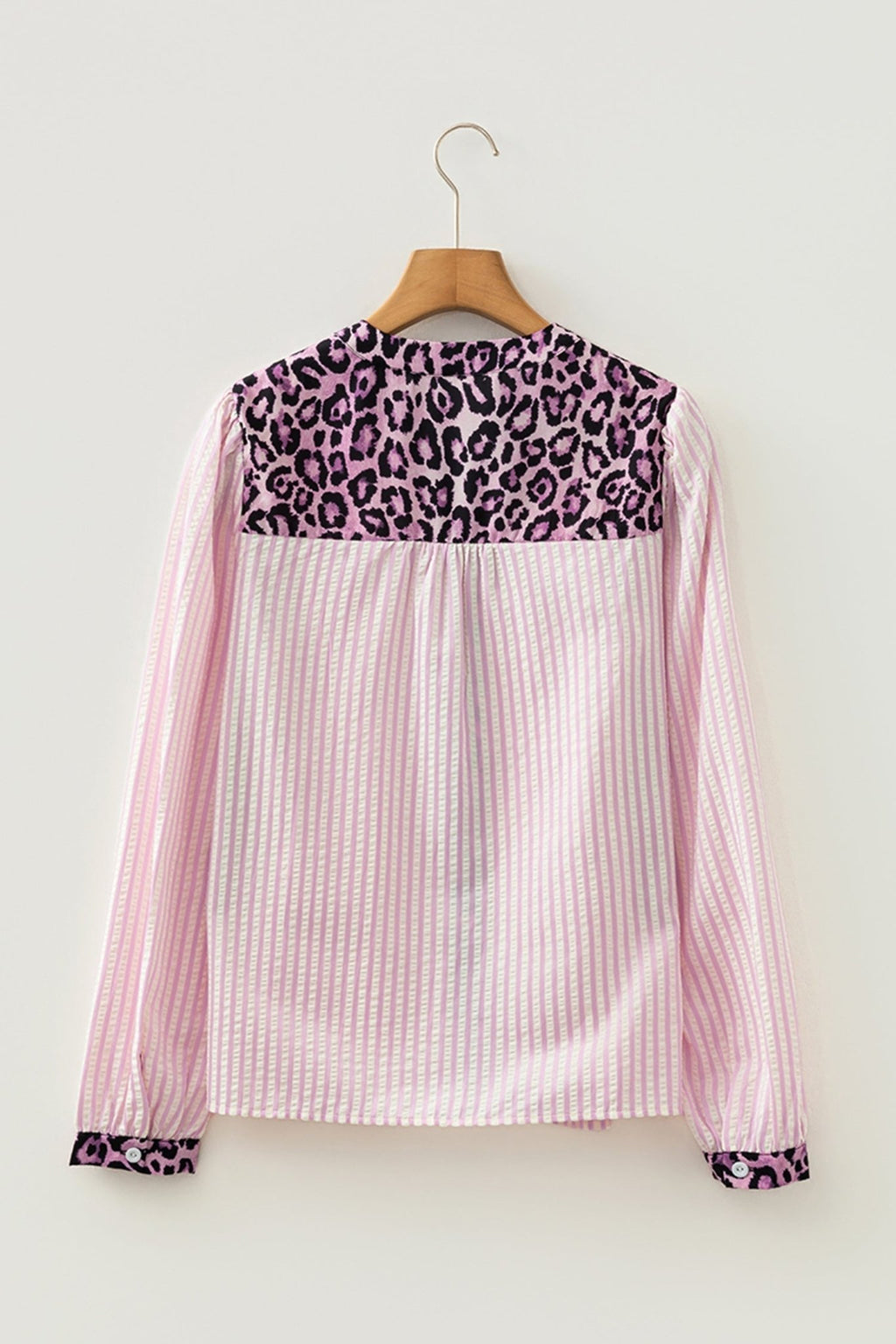 Stripe Leopard Patchwork Long Sleeve Shirt - Rooted & Reckless Co.