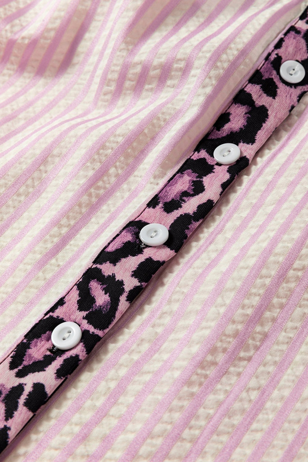 Stripe Leopard Patchwork Long Sleeve Shirt - Rooted & Reckless Co.