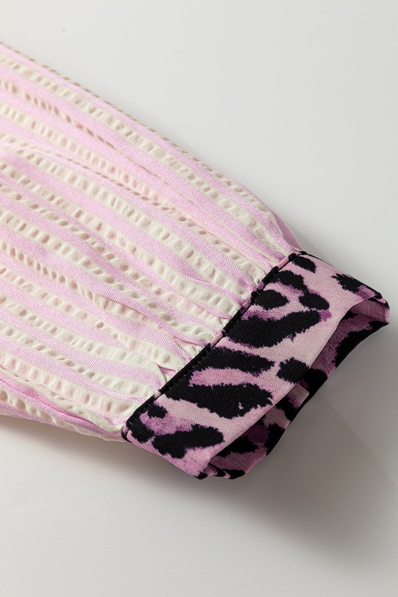 Stripe Leopard Patchwork Long Sleeve Shirt - Rooted & Reckless Co.