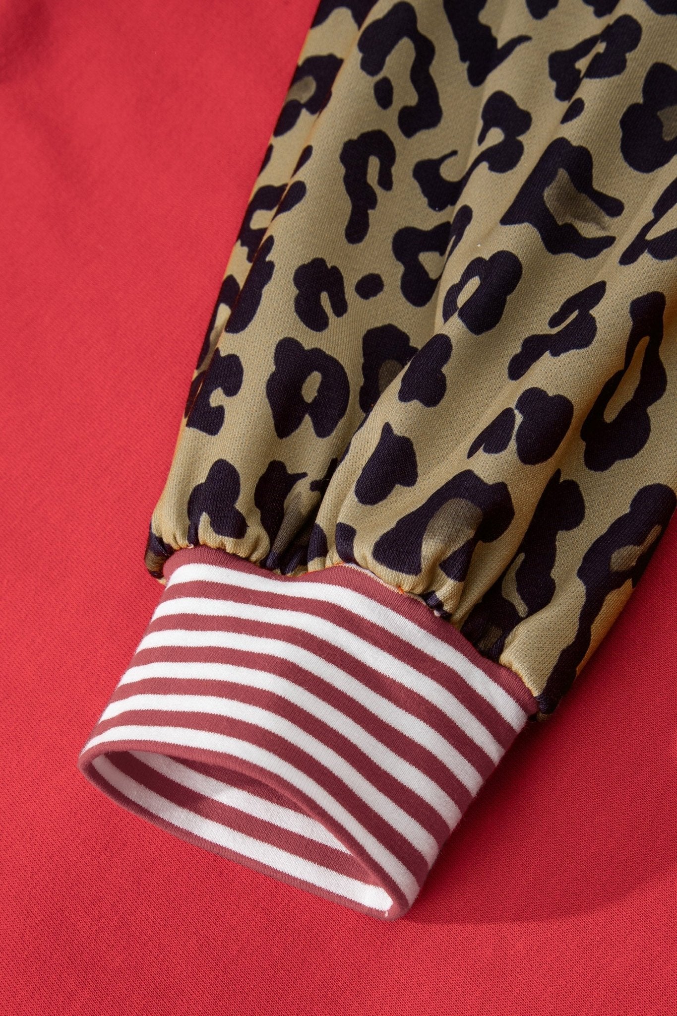 Stripe Leopard Patchwork Long Sleeve Sweatshirt - Rooted & Reckless Co.