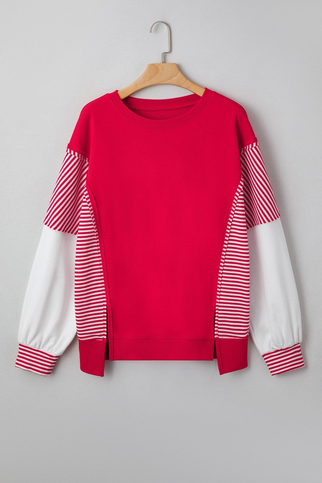 Stripe Leopard Patchwork Long Sleeve Sweatshirt - Rooted & Reckless Co.