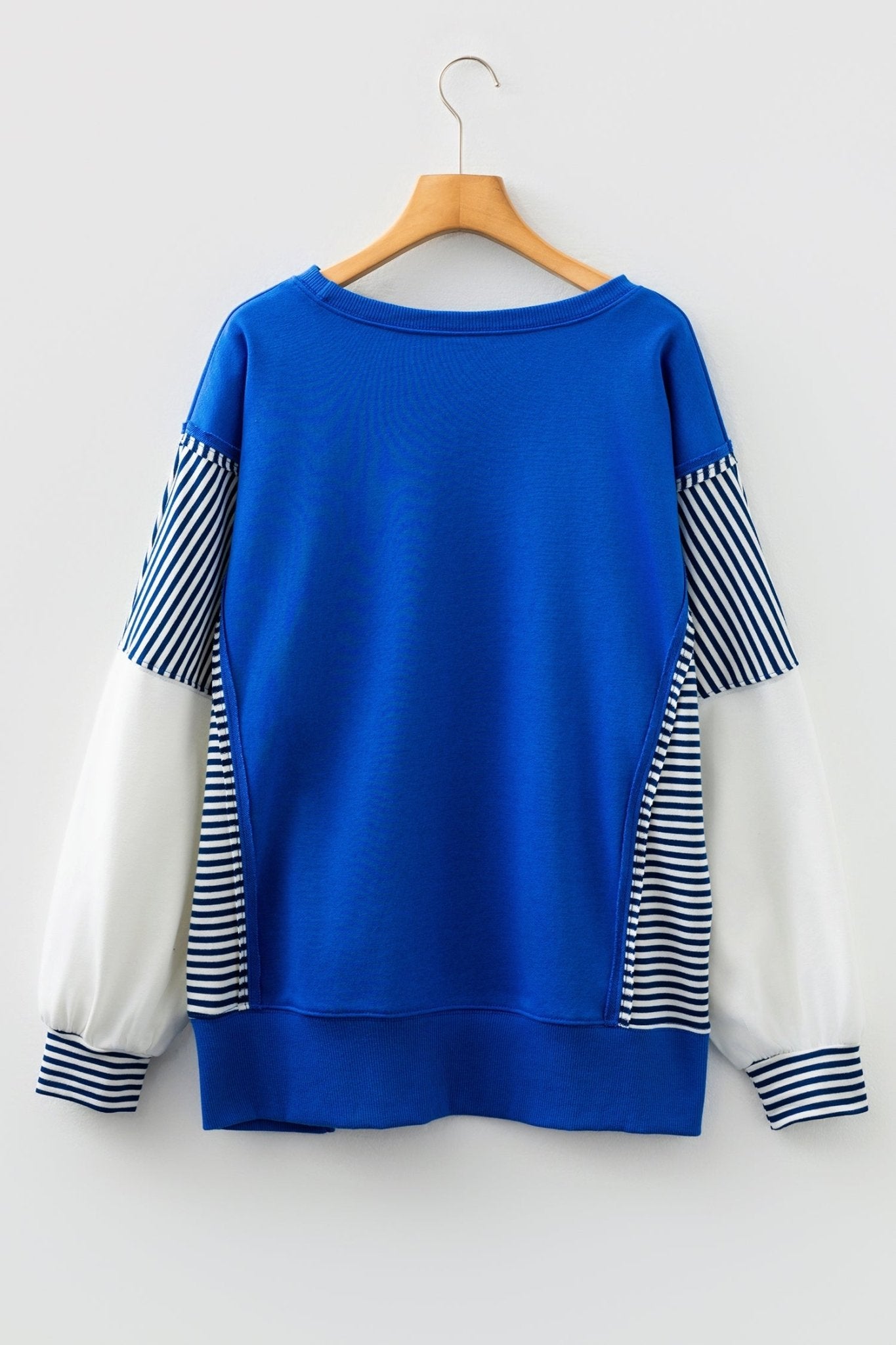 Stripe Leopard Patchwork Long Sleeve Sweatshirt - Rooted & Reckless Co.
