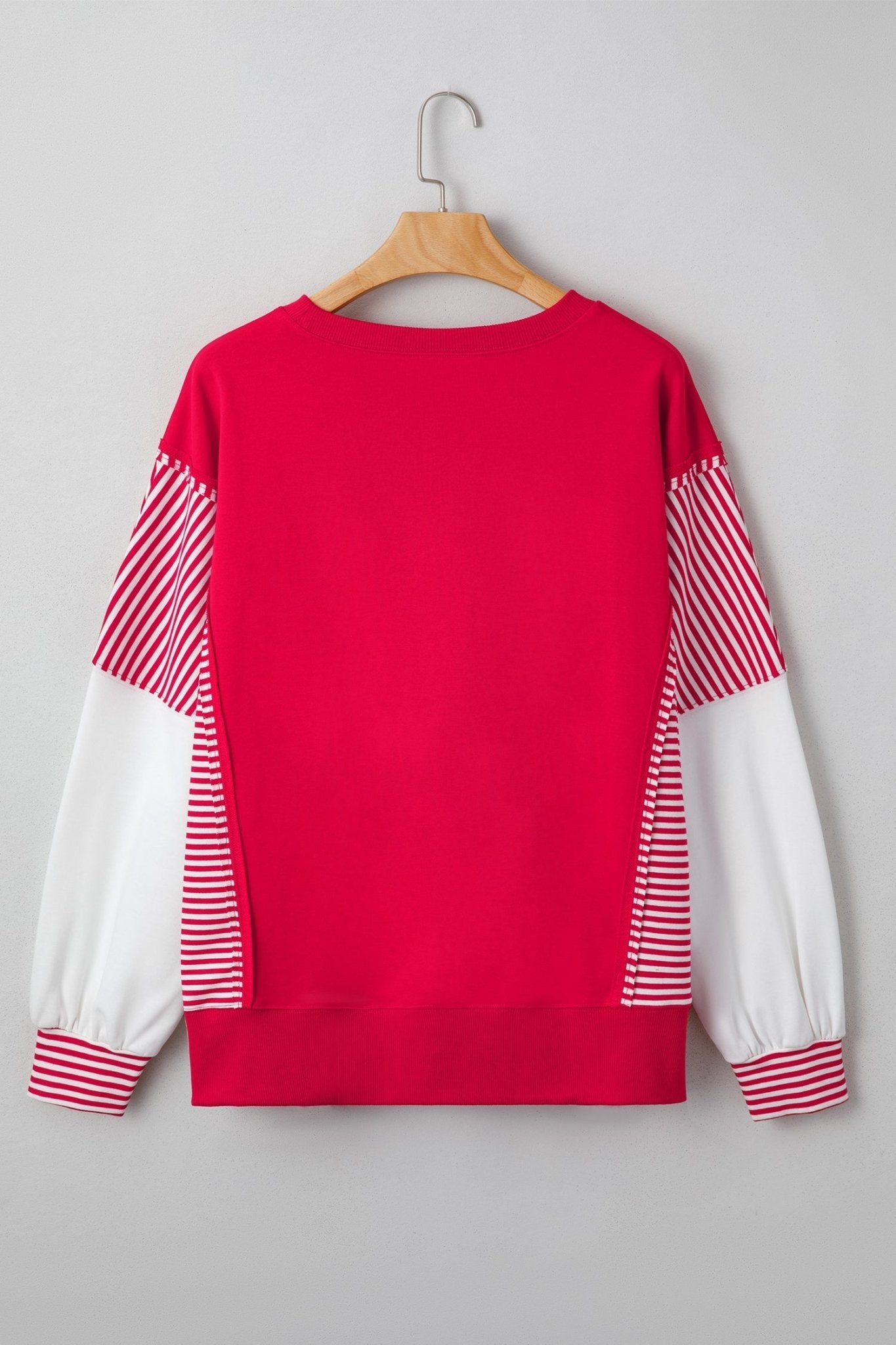 Stripe Leopard Patchwork Long Sleeve Sweatshirt - Rooted & Reckless Co.