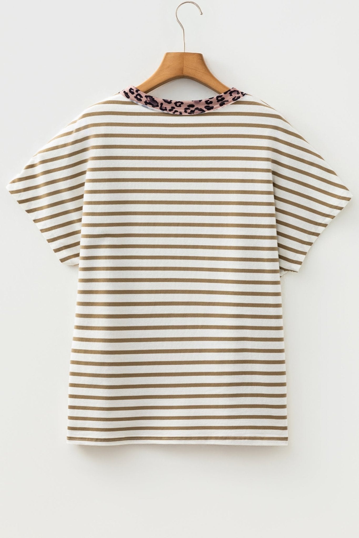 Stripe Leopard Patchwork Round Neck T-Shirt - Rooted & Reckless Co.
