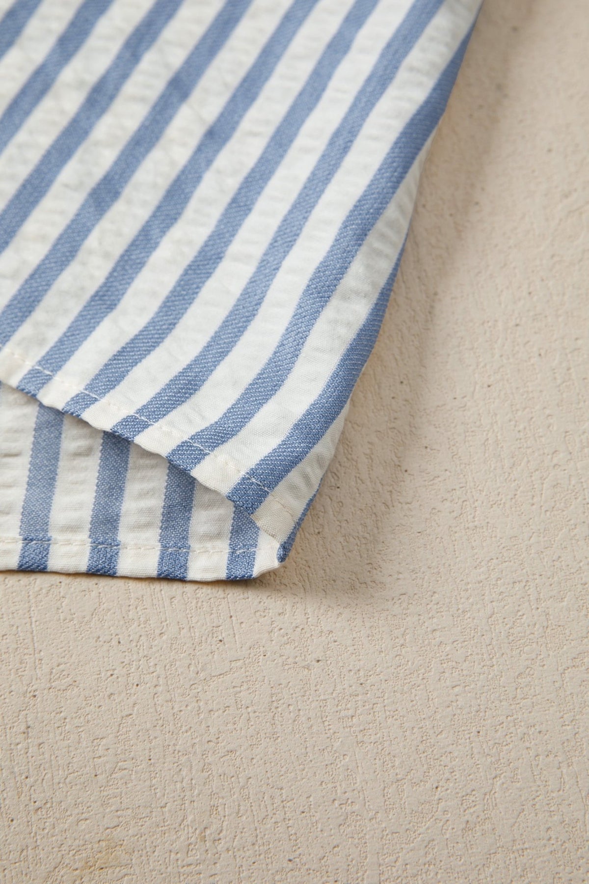 Stripe Leopard Trim V-Neck Buttoned Short Sleeve Shirt - Rooted & Reckless Co.